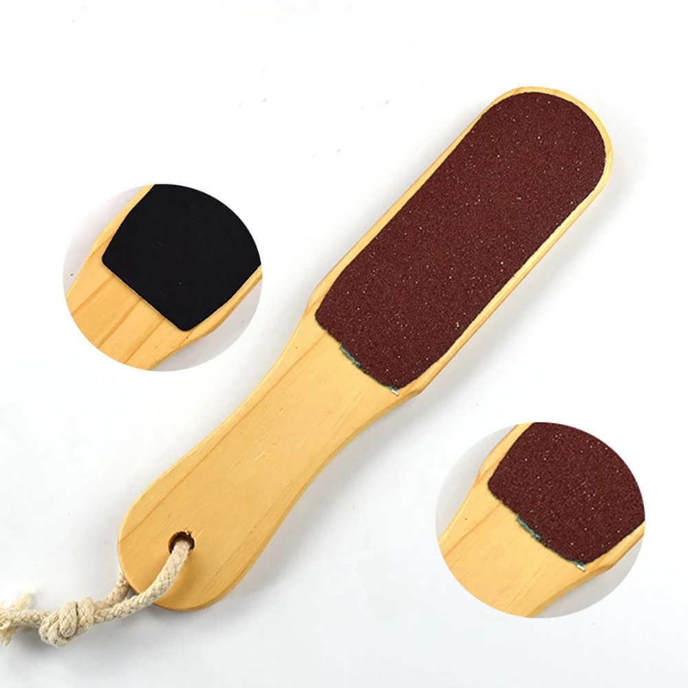 Wooden long handle factory price professional double sided callus remover foot filer custom foot rasp file callus