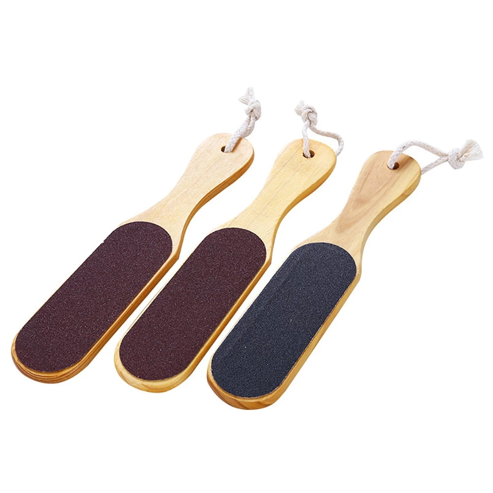 Wooden long handle factory price professional double sided callus remover foot filer custom foot rasp file callus