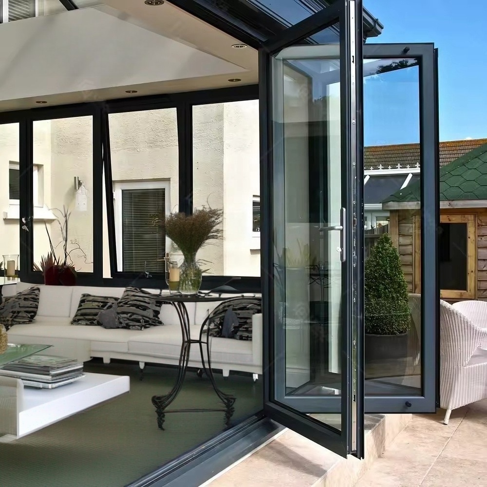 Aluminum doors aluminium bifold patio folding glass doors outswing energy efficient bifold door