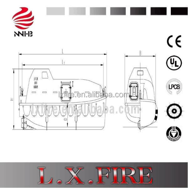 totally enclosed lifeboat/solas fast rescue boat 50-80c/f,26-65 people totally enclosed free-fall lifeboat