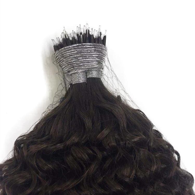 100% virgin remy brazilian human hair afro kinky curly nano ring hair extensions