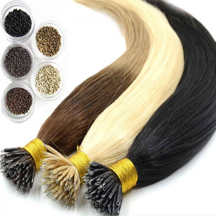 100% virgin remy brazilian human hair afro kinky curly nano ring hair extensions