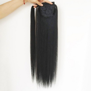 Wholesale 100% virgin human hair straight brazilian ponytail hair extension for black women