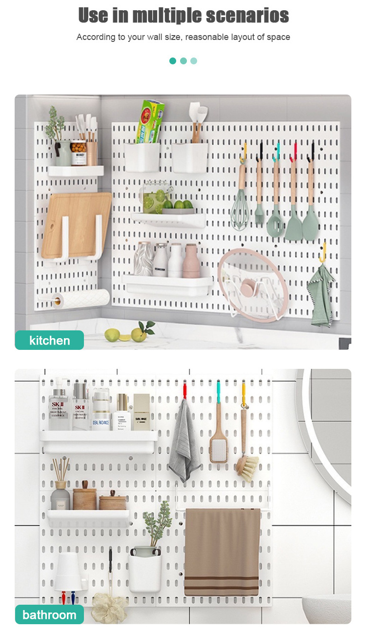 Diy Pegboard Hanging Shelf Storage Hooks No Punching Crafts Organization Kitchen Hole Plate Wall-mounted Tableware Rack