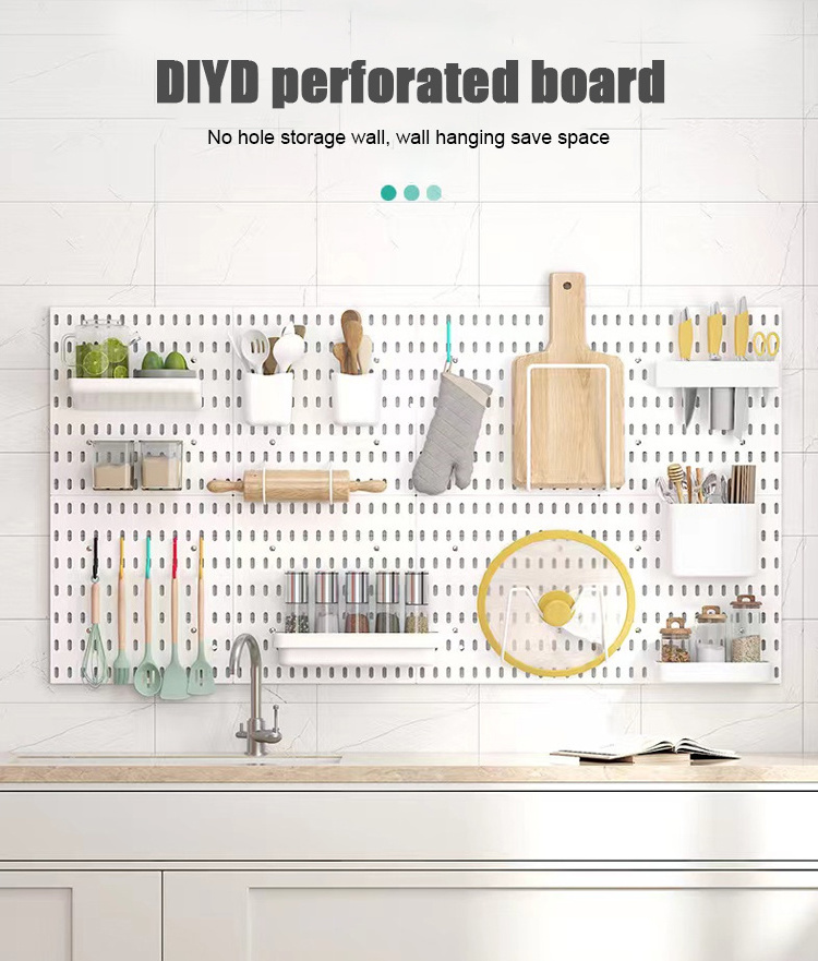 Diy Pegboard Hanging Shelf Storage Hooks No Punching Crafts Organization Kitchen Hole Plate Wall-mounted Tableware Rack