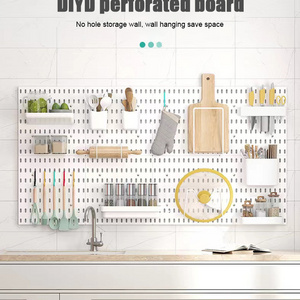 Diy Pegboard Hanging Shelf Storage Hooks No Punching Crafts Organization Kitchen Hole Plate Wall-mounted Tableware Rack