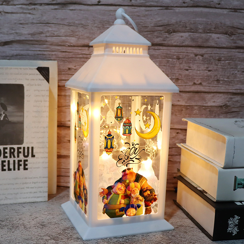 Customized Muslim Mubarak Home Decorative Ramadan Eid Lights Led Lamp Small Lantern