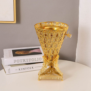 Household Essential Middle East Style Candle Burner Arab Golden Hollow Metal Backflow Incense Burner