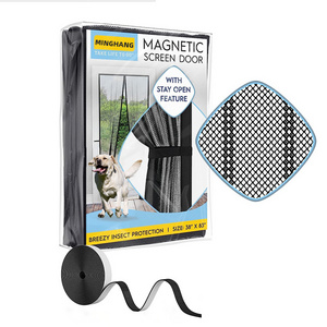 New Design Summer Magnetic Mesh Screen Door Anti Mosquito Door Net curtain with Full Frame Hook&loop