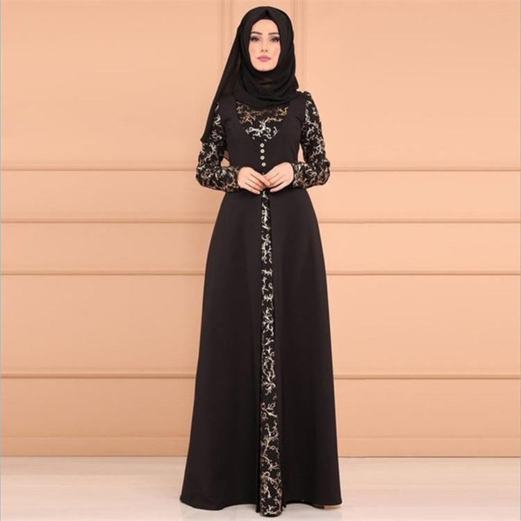 Wholesale Abaya Turkish Dubai Hijab Muslim Long Sleeve Dress Women's Plus Size Maxi Long Muslim Dress