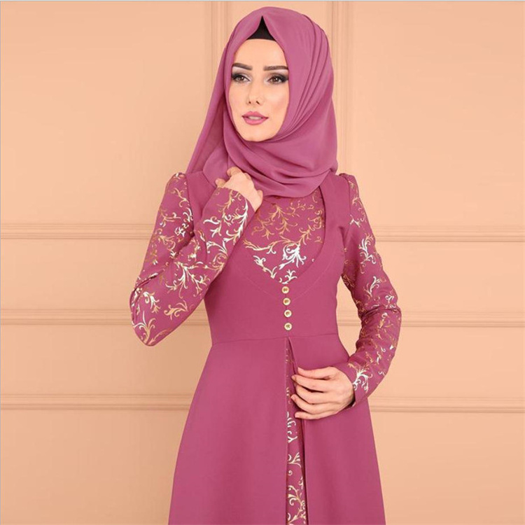 Wholesale Abaya Turkish Dubai Hijab Muslim Long Sleeve Dress Women's Plus Size Maxi Long Muslim Dress