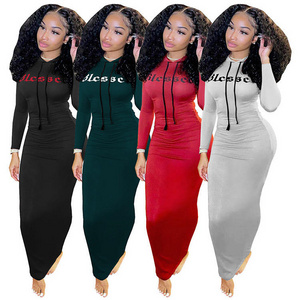 2023 Wholesale Women Casual Hoodie Dress Casual Streetwear Fall Clothes Plus Size Women's Dresses Casual Dresses