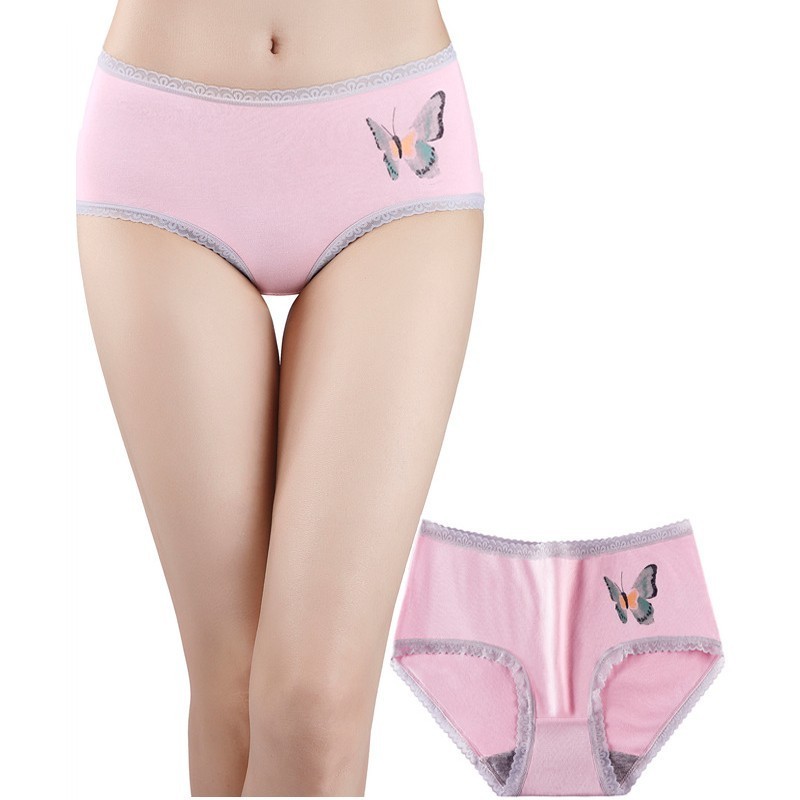 L-5XL Butterfly Print RC Viscose Cotton Lace Ruffles Women's Briefs Plus Size Women's Underwear Modal Women's Panties