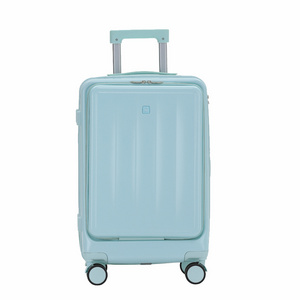 Carry on smart trolley luggage with laptop bag hand luggage with cup holder suitcase with usb port phone holder