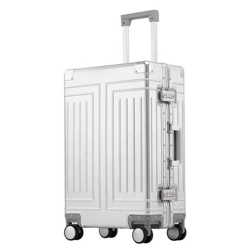 All aluminum hot selling magnesium alloy luggage 29inch large capacity pure metal suitcases with removable wheel