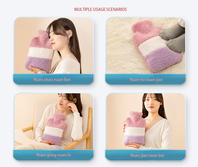 Lesheros 1500ml Water-Filled Hot Water Bag Hand Hot Water Bottle with Warm Knitting Cover