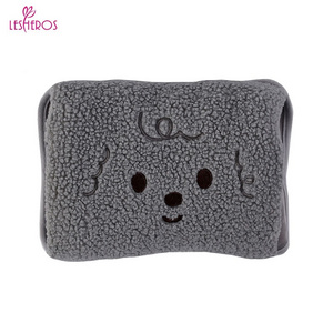 Lesheros Factory Wholesale New Design Hand Warmer Rechargeable Electric Hot Water Bag With Plush Cover