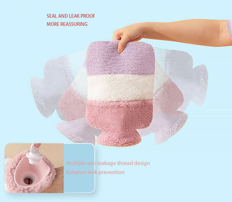 Lesheros 1500ml Water-Filled Hot Water Bag Hand Hot Water Bottle with Warm Knitting Cover