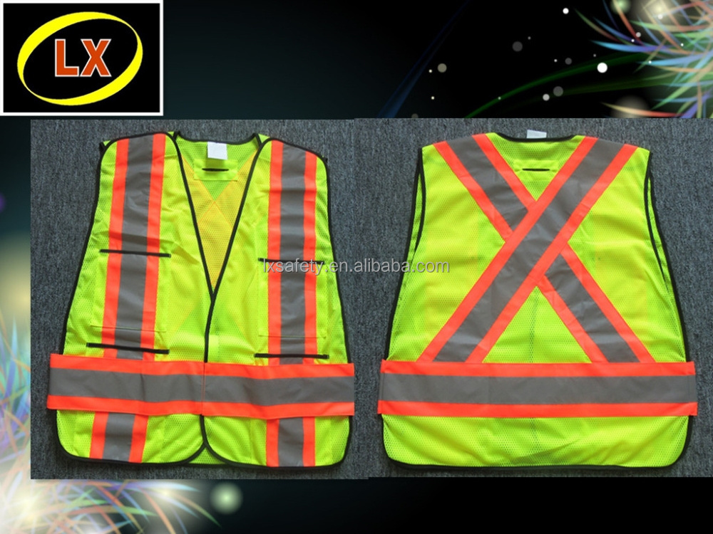 High Vis Mesh Reflective Safety Vest with pockets and Breakaway Manufacturers China