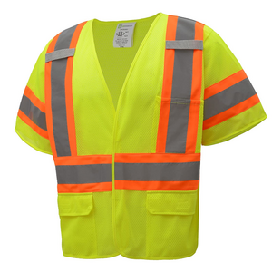 100% Polyester Mesh ANSI Class 3 High Visibility Two Tone Safety Vest