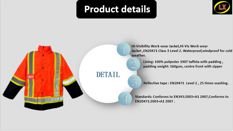 Hi vis jacket Hi-Vis Work Safety Jacket Men's High Visibility Reflective Jacket