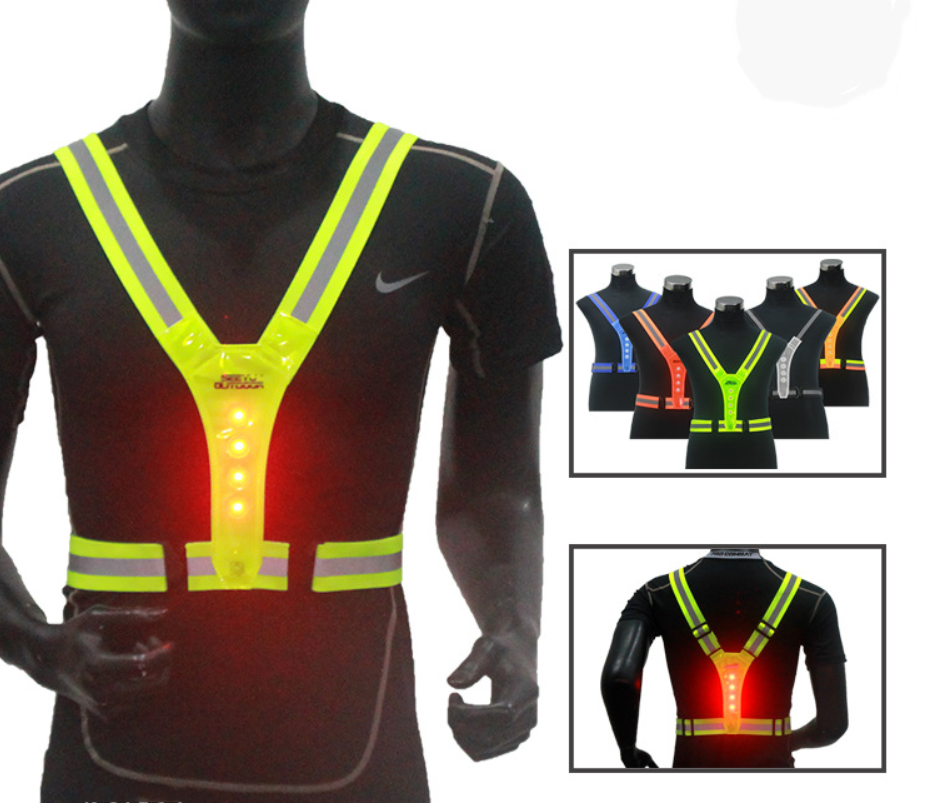 LED Safety Sports Vest High Visibility Reflective Safety Vest with 8 LED Lights for Outdoor Running Jogging Cycling