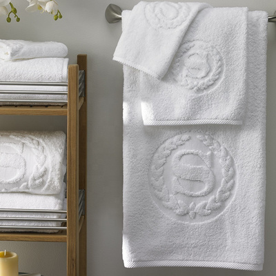 Luxury Hotel Bath Linen White Balfour Five Star Hotel Towel 100% Cotton Emboss logo Bath Towel For Hotel/spa