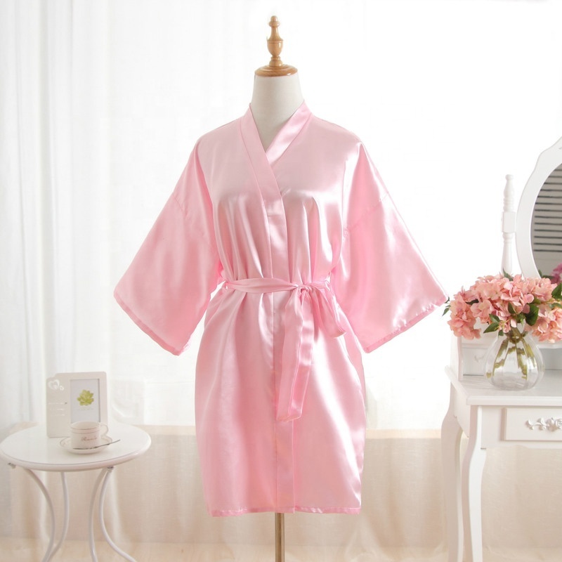 Wholesale Charming Ladies Sexy Satin Robe Faux Silk Robe Wedding Party Gift Silk Satin Bridesmaid Robe