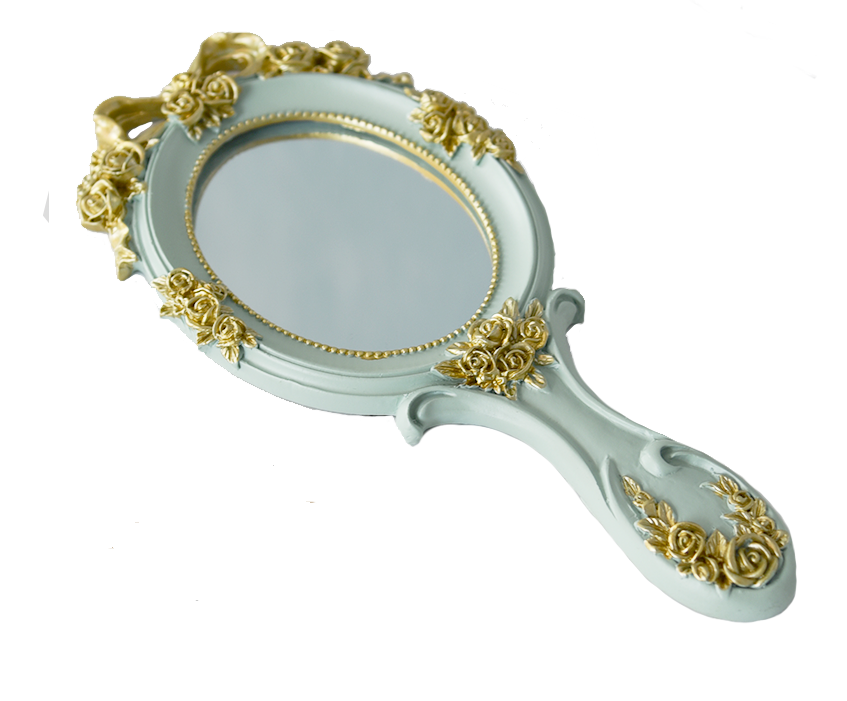 custom hand held bronze vintage antique cosmetic makeup mirror