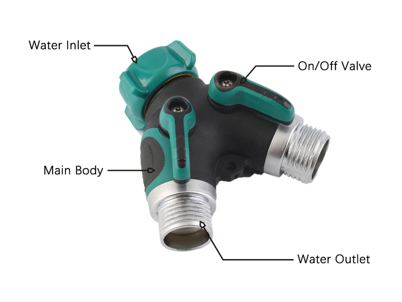 New Product Hot Selling Great Valve Matching 2-way Splitter With Shut Faucet Garden Water Connectors