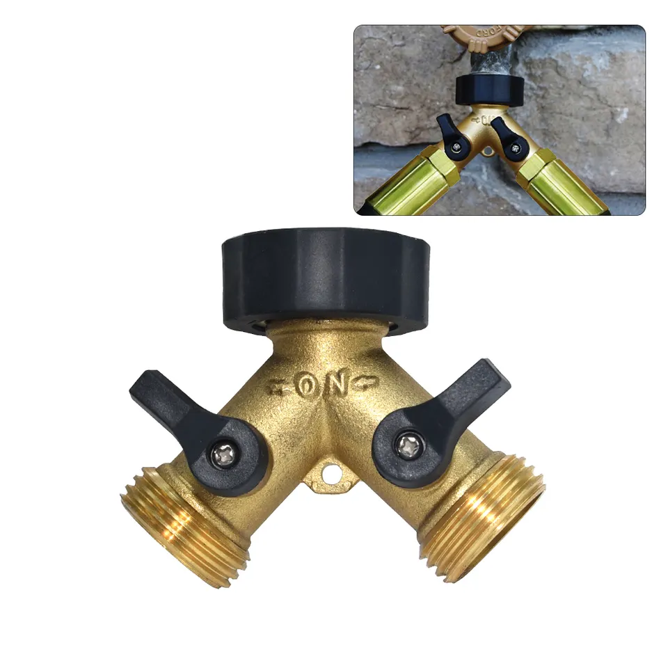 Professional Manufacturer Great Valve Matching 2-way Splitter With Shut Off Valve Pipes Splitters