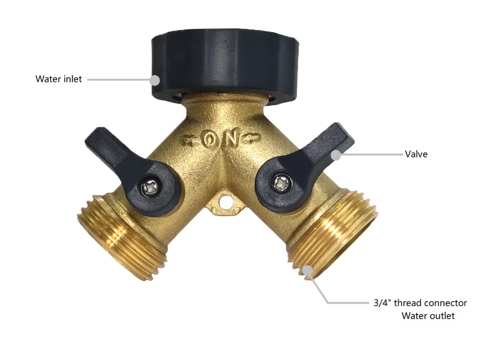 Professional Manufacturer Great Valve Matching 2-way Splitter With Shut Off Valve Pipes Splitters