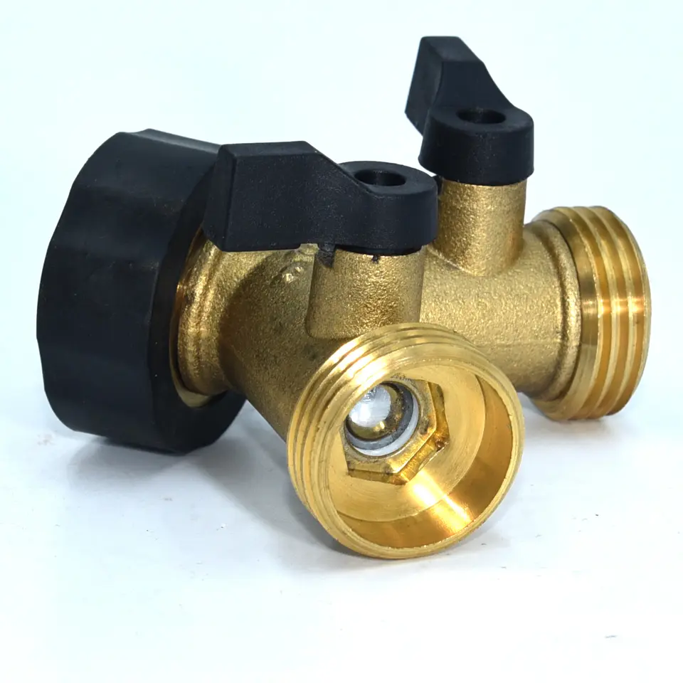 Professional Manufacturer Great Valve Matching 2-way Splitter With Shut Off Valve Pipes Splitters