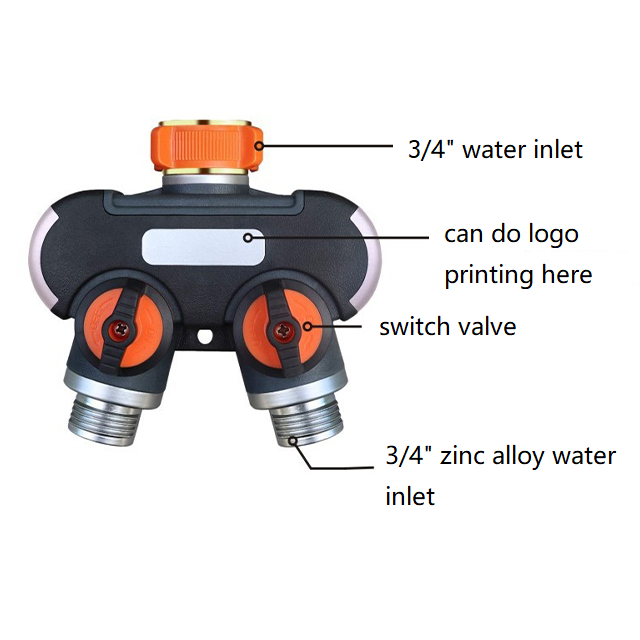 Heavy Duty Metal Garden Fucet Hose Splitter Water Connector For Watering Irrigation