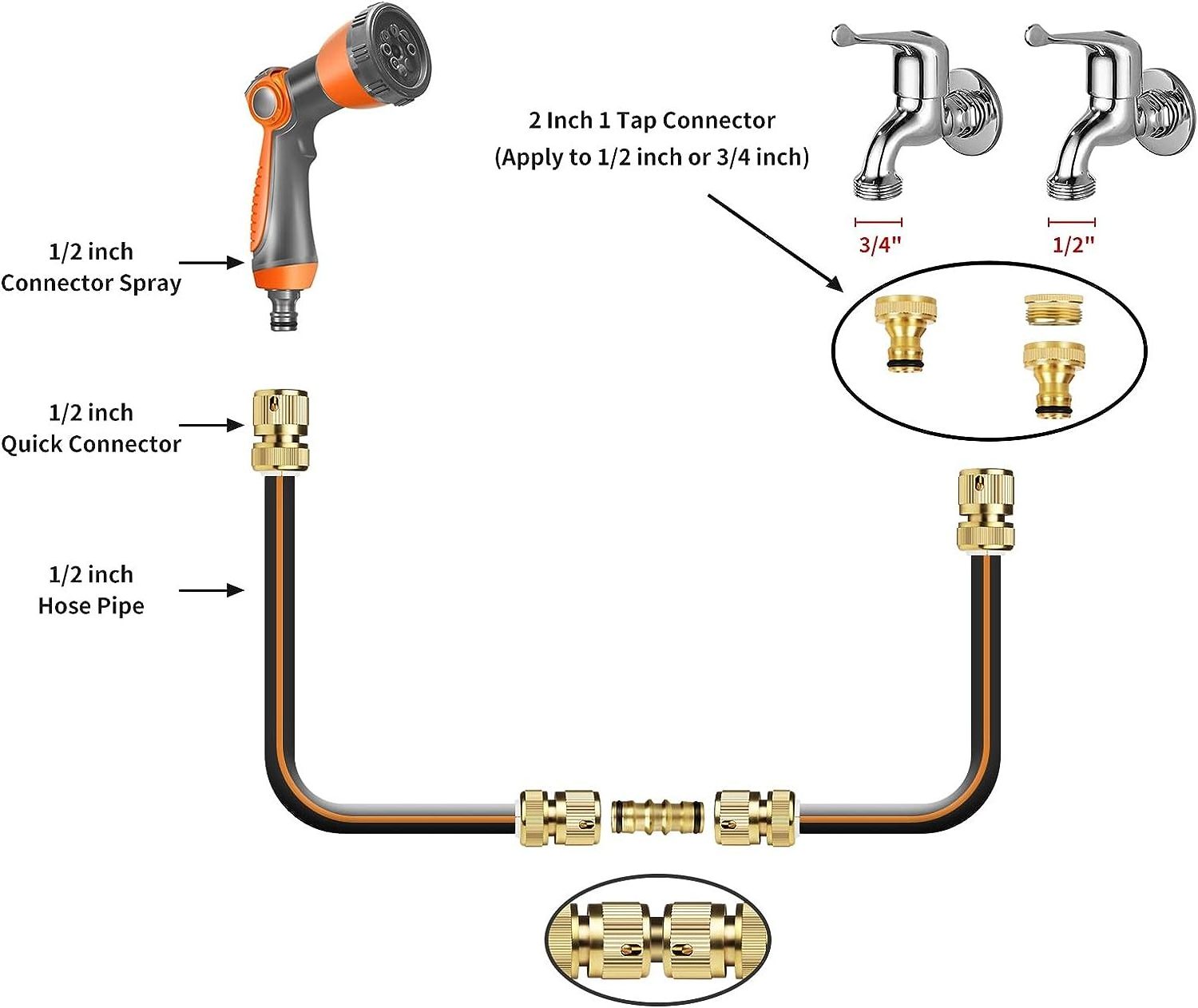 1/2 3/4 Durable Brass Garden Hose Fitting Garden Hose Female End Connector For Garden Supplies