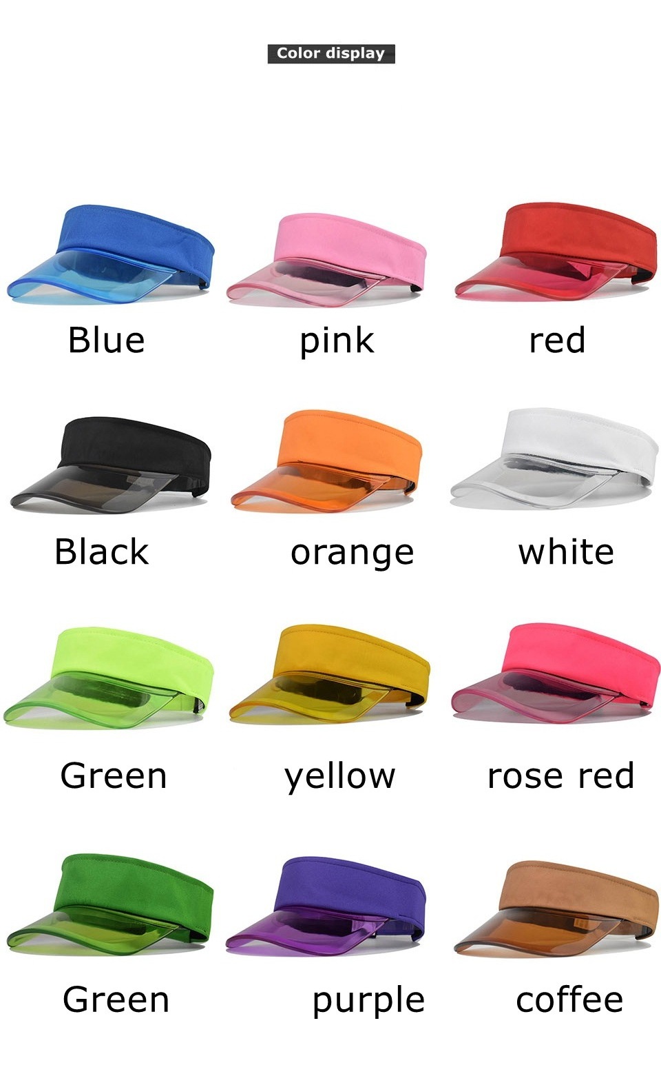 wholesale summer sunvisor gorro UV viceras tennis pvc solar transparent visor clear brim solar sun visor hat