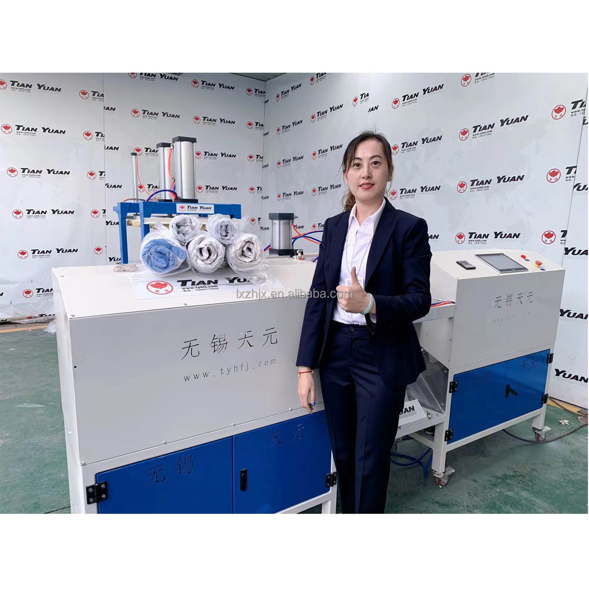 JZJ-2 Automatic pillow cushion vacuum compress and roll packing machine line