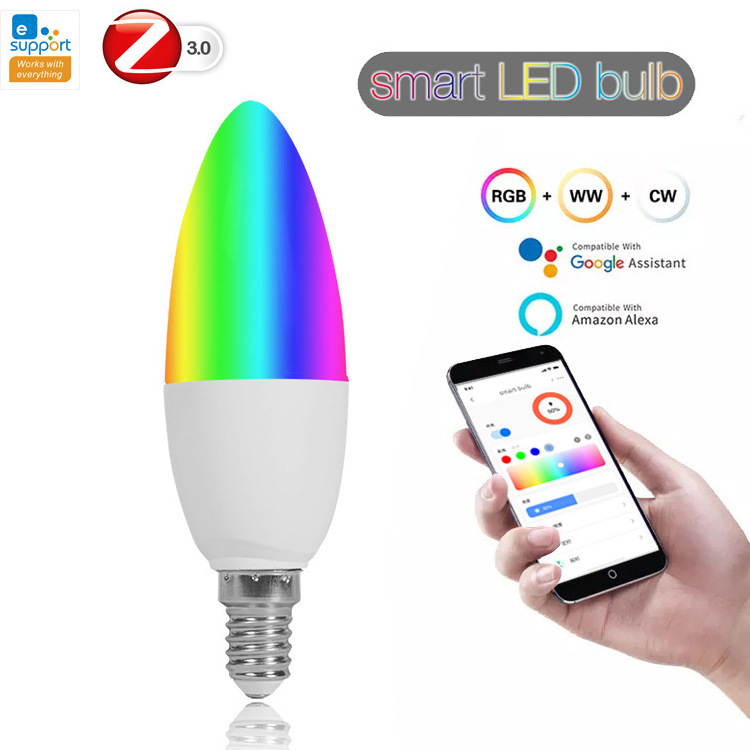 Smart WiFi Zigbee LED Light Bulb Dimmable E27 E14 GU10 RGBCW 2700-6500K LED Candle Lamp For Ewelink APP Alexa Google Home Yandex