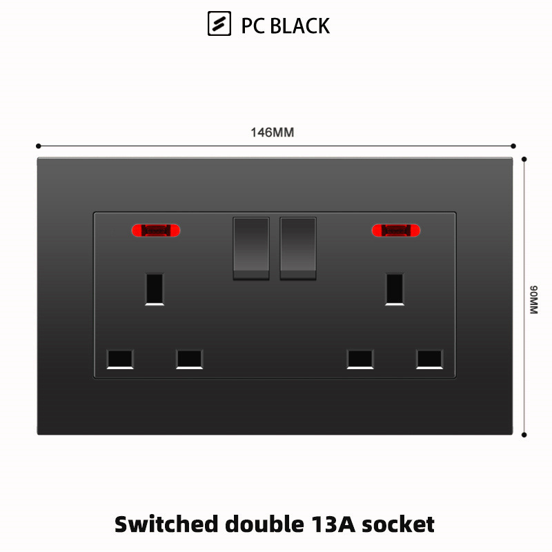 Uk 13A Light Switch Single Socket Home Electrical Materials USB fast charging type-c Power Universal Outlet Wall Switches Socket