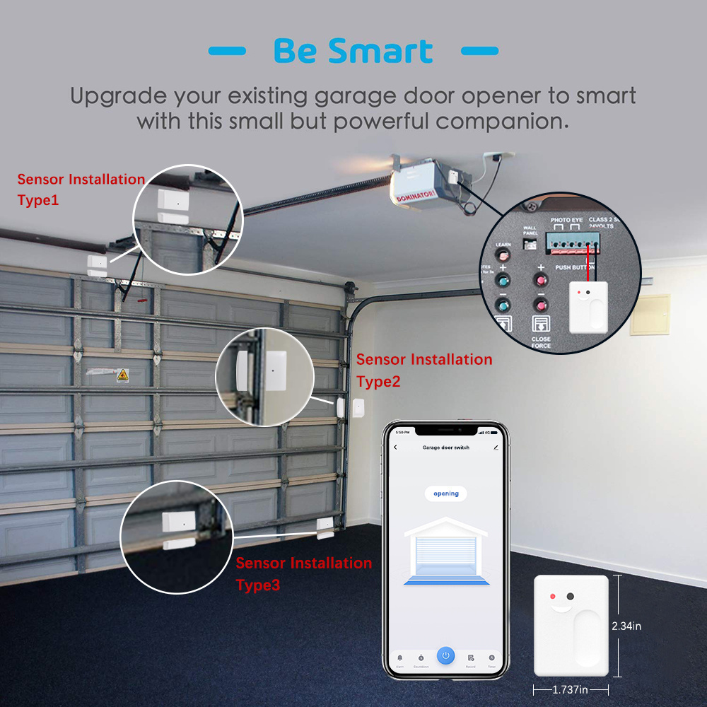 Tuya WiFi Remote Control Garage Door Wireless Open Close Smart Garage Opener Switch Compatible With Alexa Google Home