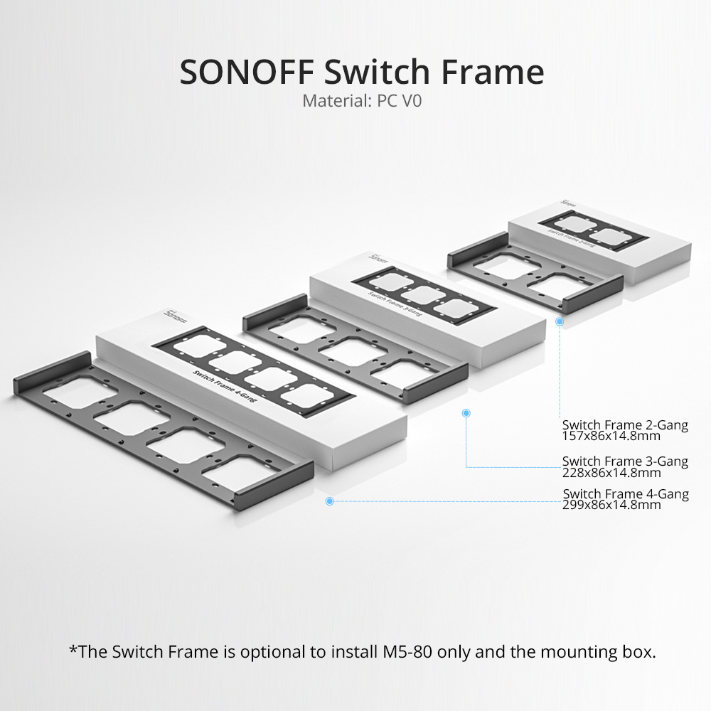 ITEAD SONOFF M5 SwitchMan Switch Frame 2/3/4 Gang Adapted for M5-80 Smart Wall Switch Easy to Install PC V0 Mounting Box