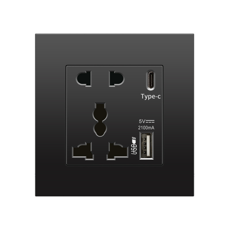 Uk 13A Light Switch Single Socket Home Electrical Materials USB fast charging type-c Power Universal Outlet Wall Switches Socket