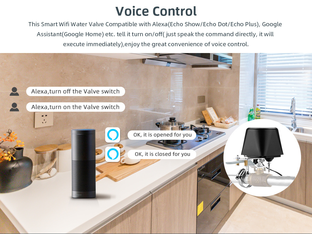 Tuya WiFi Water Valve Zigbee Gas Shutoff Controller Support Google Assistant Alexa Smart Wireless Control Tuay Smart Life App