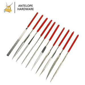 MRY Tools 140 160 180mm 10 PCS Kit Taper Flat Half Round Plastic Handle Diamond Needle Steel File Set