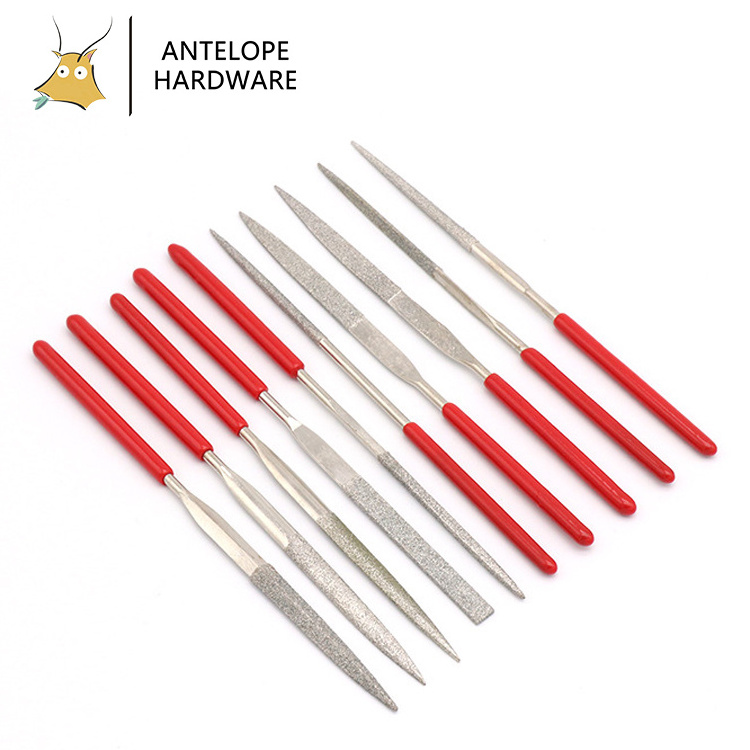 MRY Tools 140 160 180mm 10 PCS Kit Taper Flat Half Round Plastic Handle Diamond Needle Steel File Set