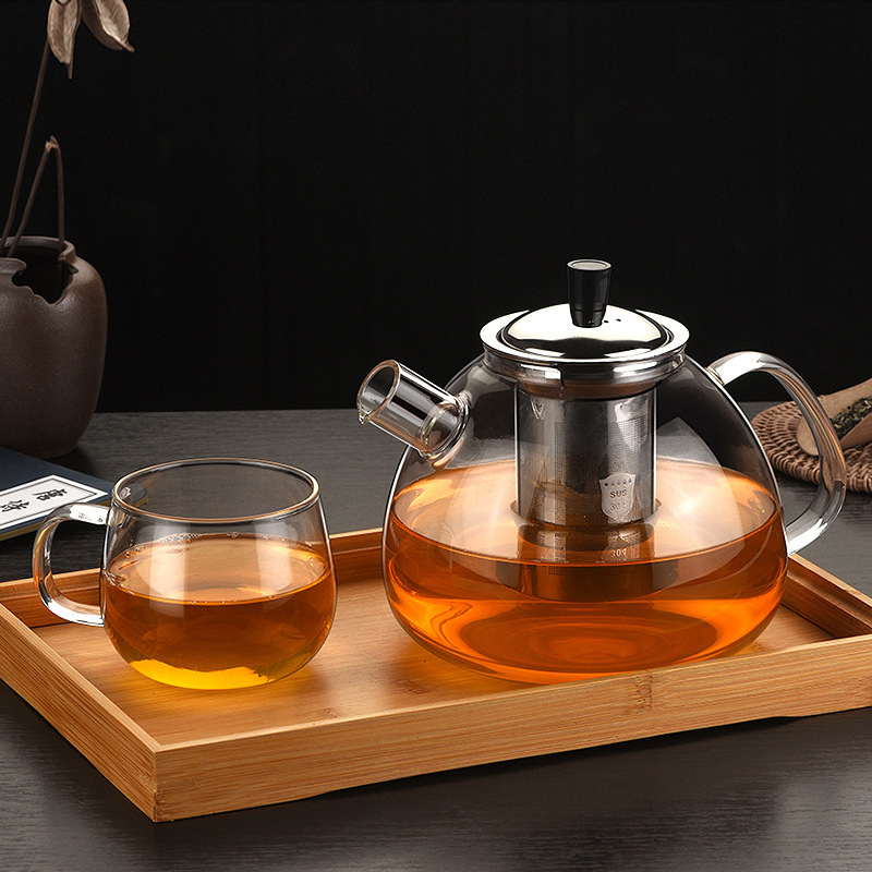 50oz 1500ml Stovetop Safe Large Capacity Clear Teapot Tea Glass Tea pots with Infuser For Loose-leaf Tea and Coffee