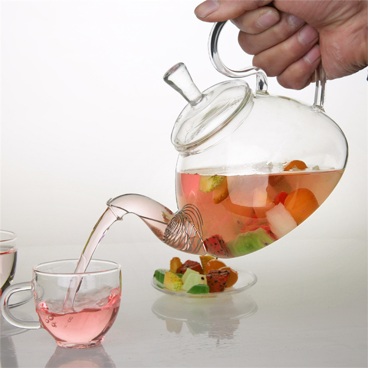 250ml 600ml 750ml 1200ml Heat Resistant High Glass Handle Pitcher Coffee Flower Tea Pot Blooming Glass Teapot Kettle