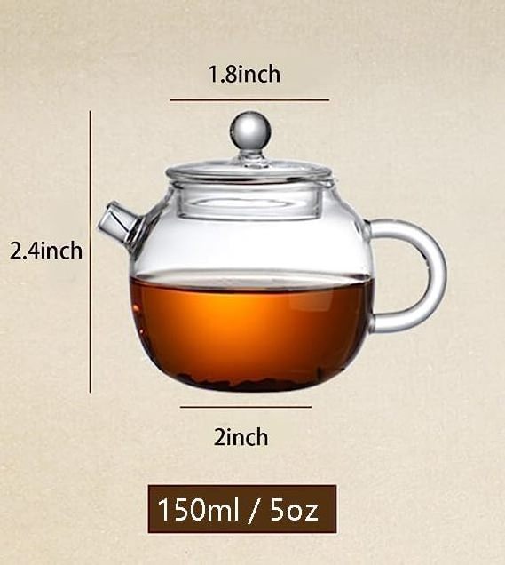 150ml/5oz Clear Glass Teapot Mini Tea Pot Small Teapot for One Person Use