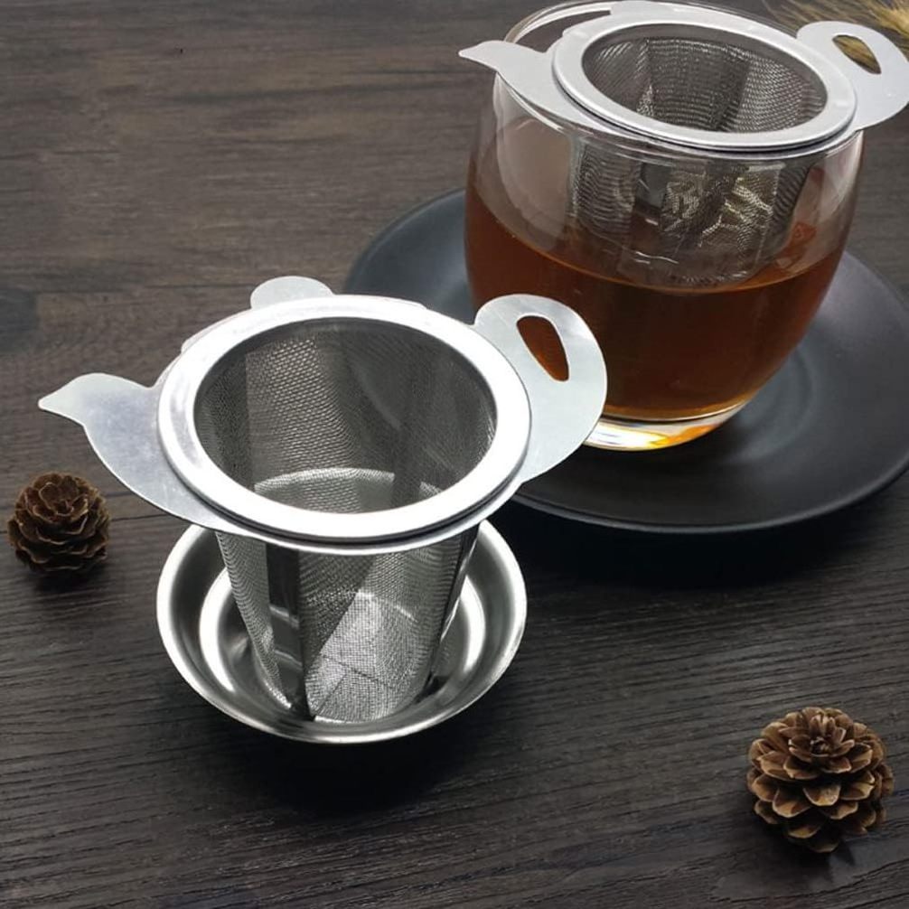 Stainless Steel Tea Filter Cute Teapot Shaped Tea Infuser Tea Steeper with Drip Trays for Herbal Spices