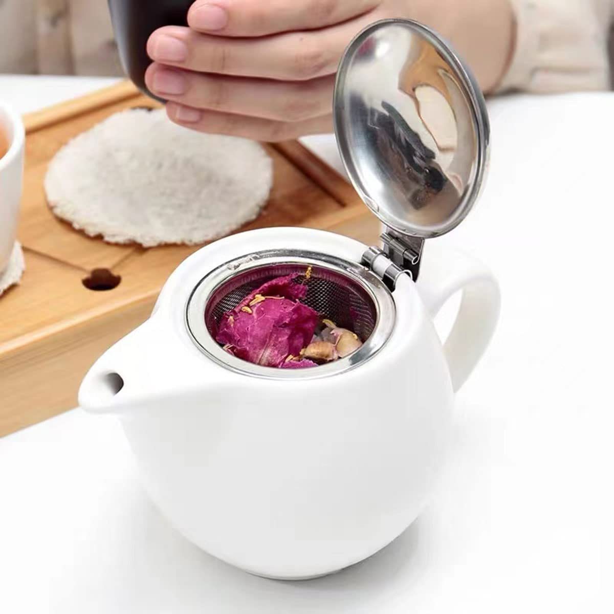 350ml 12 oz Heat Resistant Perfect Tea Maker Small Ceramic Teapot With Stainless Steel Infuser For Loose Tea And Blooming Tea